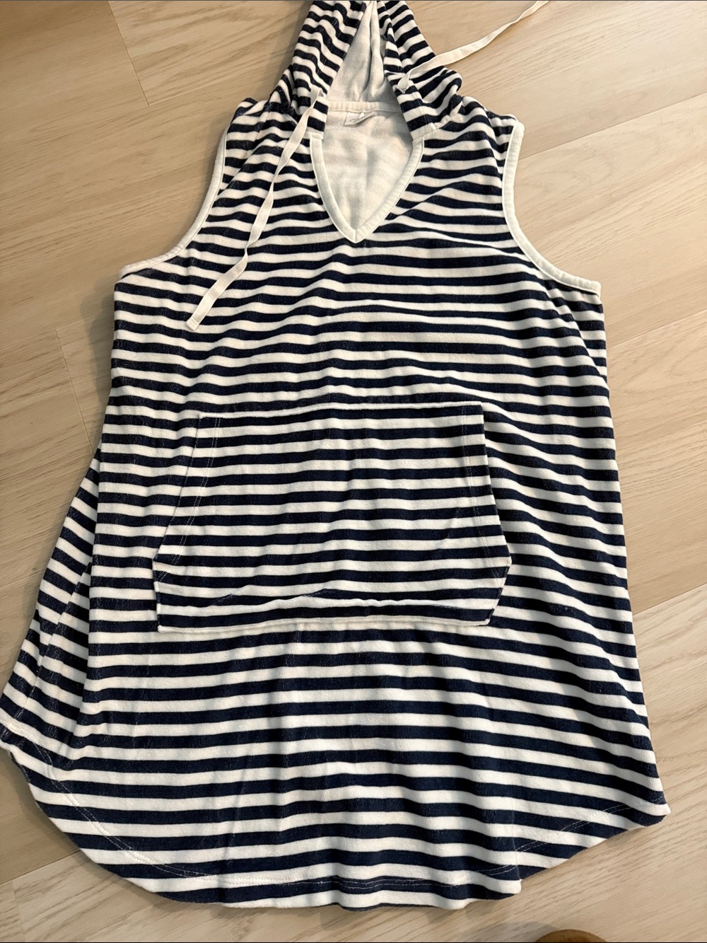 Jack by BB Dakota Navy and White Striped Hooded Swim Coverup